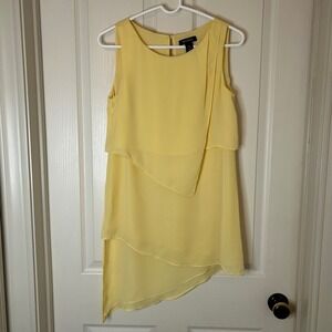 WH Black Market Yellow Layered Asymmetrical Hem Sleeveless Tunic Dress XS
